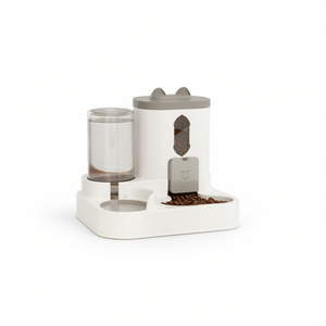 Distributore Automatico di Cibo per Gatti Pawfect, Ciotola Rettangolare in Plastica Grigia con Erogatore d'Acqua per Gatti - Product Image 1