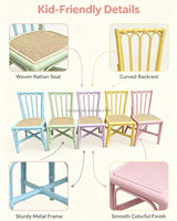 Chaise de fête en rotin pastel Macaron, empilable, avec assise en rotin, pour fête d'anniversaire en extérieur, café ludique, location événementielle