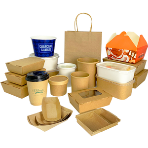 Boîte rectangulaire en papier kraft jetable écologique pour sandwichs, produits de boulangerie, nouilles chinoises, doner kebab, restauration, gaufrage - Product Image 3