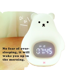 Réveil numérique LED intelligent pour chambre d'enfant et bureau, avec simulation du lever et du coucher du soleil, lumière de nuit en silicone, logo personnalisé, type-C - Product Image 1