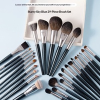 Pinceau éventail en forme de faucille pour maquillage du visage, ombrage du nez et anticernes, en poils d'animaux, avec poils de laine véritable et manche en bois, outils de beauté