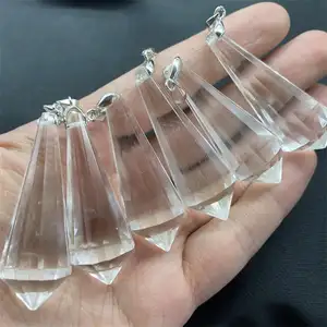 Péndulo de cristal de cuarzo transparente, Gema curativa, colgantes de punto de cuarzo, venta al por mayor