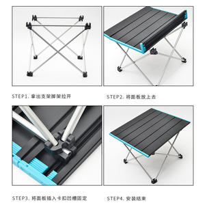 Table pliante d'extérieur rectangulaire en aluminium de qualité supérieure, 56x40.5x40cm, portable pour barbecue et pêche - Product Image 4