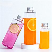Bouteilles et canettes carrées en PET OEM avec bouchon à vis, transparentes de haute qualité pour boissons énergisantes