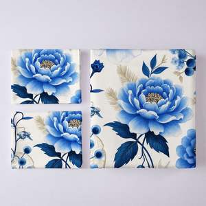 Blue design 3D 5D print leaf flower floral design washable sheet set <strong>duvet</strong> cover pillowcase <strong>king</strong> <strong>size</strong> bed set mattress <strong>protector</strong> - Product Image 4