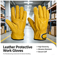 Gants de travail en cuir de vachette pleine fleur, en cuir de mouton, pour la soudure et la sécurité industrielle – Vente en gros usine
