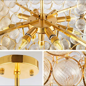 Lámpara decorativa de hierro con colgante de bola de cristal de estilo nórdico para el hogar, Villa u hotel, disponible en tamaño medio - Product Image 4