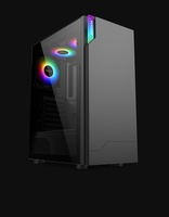 Boîtier d'ordinateur E-ATX double canal transfrontalier avec éclairage coloré pour jeux e-sport et panneau latéral en verre trempé transparent