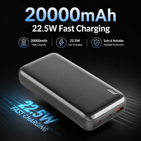 Produsen Baterai Li-Polymer Kapasitas Tinggi 20000mAh Pengisian Cepat 22.5W Power Bank Layar LED Tipe-C ODM/OEM Multi-port