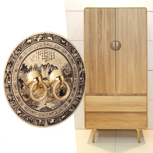 Poignée de tiroir en laiton antique chinois à motif original de 11 cm, quincaillerie vintage pour meubles en bois personnalisés et armoires domestiques - Product Image 1