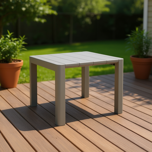 Homeera <b>Outdoor</b> <b>Table</b> Gray ABS <b>Plastic</b> Durable Minimalist Design For Patio Deck Garden Use - Product Image 2
