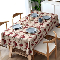 Nappe de Noël vintage imprimée Père Noël, nappe de table en lin texturé, nappe de fête personnalisée OEM