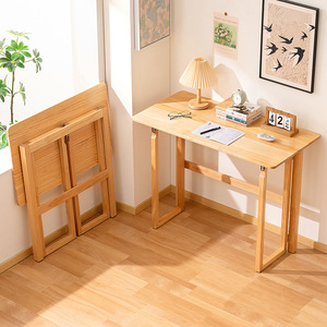 Solid wood folding table, no installation required, simple and multifunctional home <b>desk</b>, <b>computer</b> <b>desk</b>, dormitory <b>desk</b>, - Product Image 2