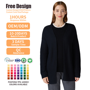 Women Open Front Long Sleeve Casual Knitted Outerwear Sweater Eco-friendly Custom Logo 100% Bio Cotton Knit Cardigan - Product Image 2