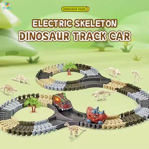 Vente chaude Flexible Piste Jeu Ensemble Train Jouet Voitures Dinosaure <span class=keywords><strong>Paradis</strong></span> <span class=keywords><strong>Route</strong></span> Course Squelette Assemblé En Plastique Dinosaure Rail Voiture Jouet - Product Image 3
