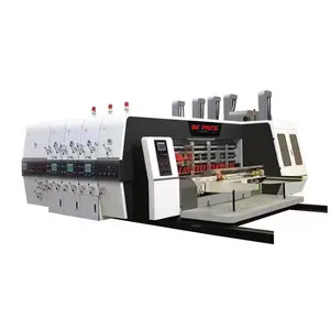 Automatic corrugated cardboard carton box flexo 4 color printing slotting and rotary die cutting machine for pizza box making