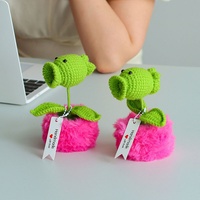 Tricoté à la main laine Crochet pois tireur élégant bureau en pot plante ornement décoratif fleur plante pour bureau ou maison