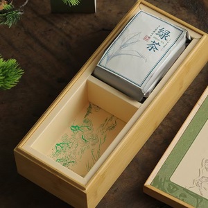 Caja de madera rectangular para té con diseño de montaña para almacenar té a granel - Product Image 4