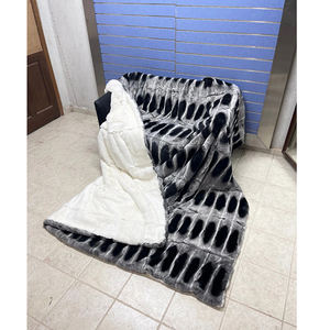 工場OEM冬高級ベッドカバーキングクイーン動物全皮レックスウサギの毛皮投げ毛布室内装飾用 - Product Image 1