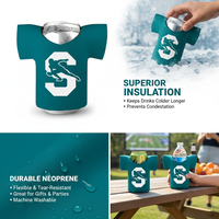 Manchon isotherme personnalisé en néoprène en forme de t-shirt pour canette de bière, idéal pour les cadeaux promotionnels de matchs sportifs