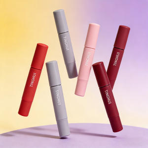 Emballages de rouge à lèvres de beauté 3ml 5ml, tubes ronds rose or dégradé vides avec pinceau et emballage - Product Image 4