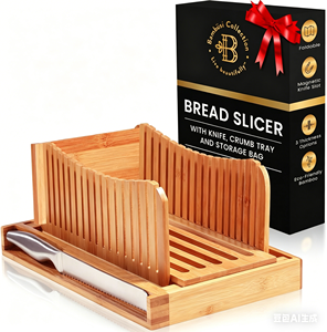 <span class=keywords><strong>Plateau</strong></span> à pain pliable en bambou réglable avec récupérateur <span class=keywords><strong>de</strong></span> miettes pour la dé<span class=keywords><strong>coupe</strong></span> <span class=keywords><strong>de</strong></span> toasts au petit-déjeuner et un rangement facile - Product Image 2