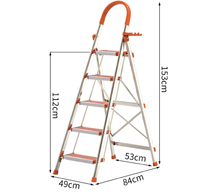 Échelle domestique pliable certifiée EN131, cadre en acier inoxydable, marches en aluminium antidérapantes, rangement compact, utilisation comme escalier