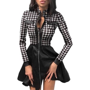 <span class=keywords><strong>Abbigliamento</strong></span> Donna Autunno-Inverno: Maglia a Maniche Lunghe con Scollo a V e Cerniera in Pelle Sintetica - Product Image 2