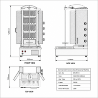 Machine à shawarma au gaz commerciale à 4 brûleurs, gril vertical rotatif pour kebab, en acier inoxydable, barbecue turc pour restaurant