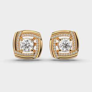 Designer Round Brilliant Moissanite Stud <b>Earrings</b> 925 Sterling <b>Silver</b> Luxury Elegant Jewelry for Women - Product Image 5