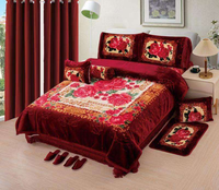Ensemble de 12 couvertures en raschel chaudes, ensemble de couvertures et rideaux en velours pour l'hiver, ensemble de couvertures imprimées super douces avec rideaux