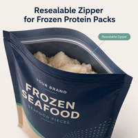 Bolsa para Mariscos Congelados con Fondo Plano y Cierre, Impresa Personalizada, para Camarones, Filetes de Pescado y Empaquetado de Alimentos de Marca Privada
