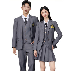 School Uniform Set Long Sleeve Black Preppy Style For Men And Women Fall 2025 Polyester Woven Unisex - Product Image 5