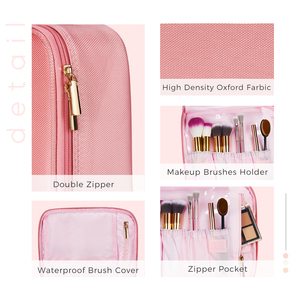 Traveling <b>Makeup</b> Bag <b>Case</b> Portable Cosmetic Artist Storage Adjustable Dividers <b>Makeup</b> Brushes Organizer Toiletry Bag - Product Image 3