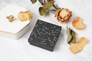 Caja de joyería cuadrada con horóscopo del zodiaco, Cajas de Regalo de papel Kraft <span class=keywords><strong>negro</strong></span>, anillo de compromiso para pendientes, collar, pulsera, 1 ud. - Product Image 5