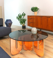 Table basse moderne en acrylique coloré de haute qualité, sur mesure, avec emballage en carton, écologique pour la maison/le bureau