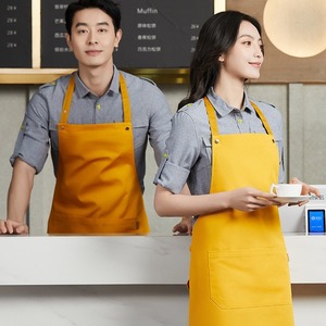 <b>Kitchen</b> <b>Apron</b> Dark Blue With Yellow Straps For Beverage Service Uniforms Waterproof Stain Resistant - Product Image 2