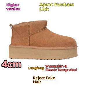 Botas de Nieve para Mujer, Diseño de Diseñador, Suela Gruesa de 4CM, Impermeables, Cálidas para Invierno, Forradas de Piel de Oveja, Transpirables, de Una Pieza, con Forro de Felpa - Product Image 6
