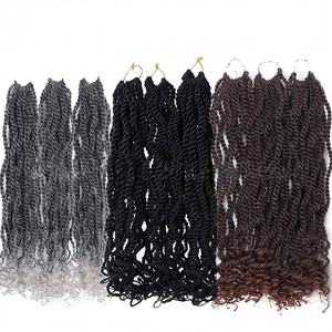 Cabello Africano de Alta Temperatura para Crochet, 12 Pulgadas, <span class=keywords><strong>Dos</strong></span> <span class=keywords><strong>Colas</strong></span> Trenzadas, Flor, Máquina, Doble Trama - Product Image 4