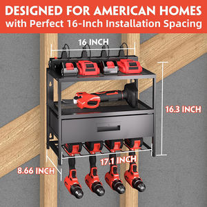 Mingtang Garage Hochleistungs-Bohr halter Organizer Lager regal, Elektro werkzeug Organizer Wand halterung mit Ladestation und Schublade - Product Image 6