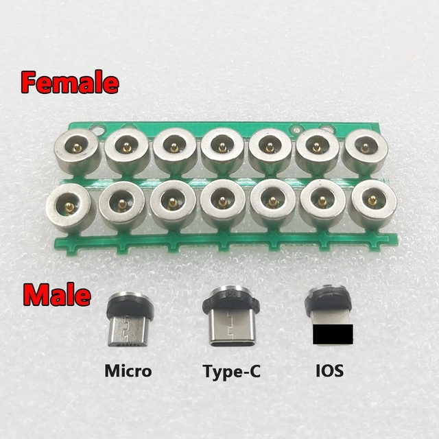 360 Rotation Type C Micro USB Magnetic Charger Plug Connector Socket for Mobile Phone Parts Charging Cable Adapter