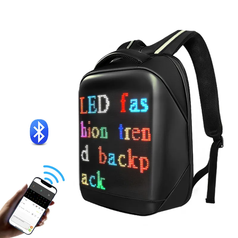 Programmable LED Backpack Full Color Screen Motorcycle Riding Men Backpack Waterproof Led Screen Display 3d Backpack
