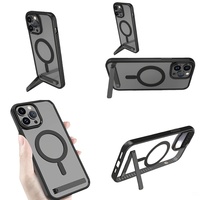 Aksesoris Ponsel Casing Magnetik untuk iPhone 17 Pro Max Air 16 15 14 Plus 13 11 12 Penutup Belakang dengan Penyangga dan Tempat Penyimpanan