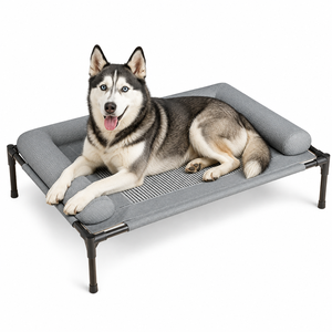Summer Cooling <b>Elevated</b> Pet <b>Bed</b> Stainless Steel Frame Breathable Washable <b>Dog</b> Cat Mat with Bolster OEM Custom - Product Image 1