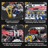 Bloques de Construcción de Motor V8, 665 Piezas, Modelo de Juguete, Experimento Físico, Control Remoto por Aplicación, Kit de Construcción de Motor de Ingeniería