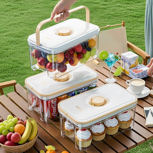 Outdoor Portable Food Storage <b>Container</b> Rectangle Clip On Lid Airtight Large Capacity For Camping <b>Refrigerator</b> Use - Product Image 1