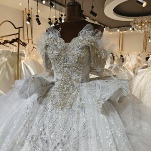 Robes de mariée en dentelle de luxe, manches régulières, princesse, perles, vintage, moderne, robes de mariée de chapelle pour femmes, LSML009 pour - Product Image 4