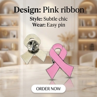 Épinglette en émail ruban rose, sensibilisation au cancer du sein, alliage de zinc, badge métallique personnalisé, cadeau promotionnel caritatif
