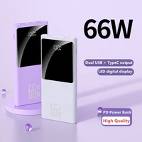 Logo personnalisé Portable 66W PD Chargeur rapide 20000mAh 10000mAh Double sortie USB Type C Powerbank Affichage numérique Power Bank universel