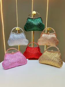 Bolso de Noche con Pedrería Brillante 2026 <span class=keywords><strong>para</strong></span> Mujer, Cartera de Lentejuelas Brillantes con Cadena <span class=keywords><strong>para</strong></span> Hombro, Bolso de Boda con Asa Dorada y Cuentas de Cristal - Product Image 2